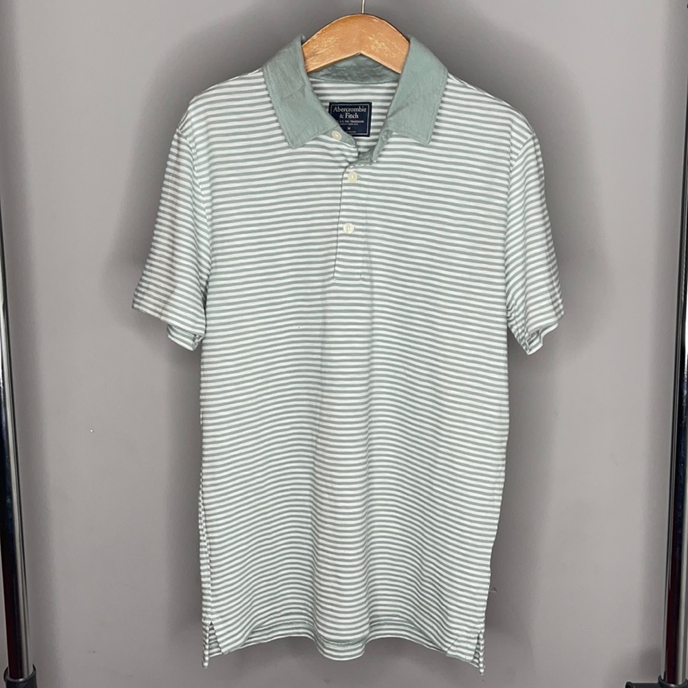 Abercrombie & Fitch, Medium, Green/White Stripe